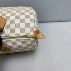 Louis Vuitton Damier Azur Speedy 30 Handbag with Gold-Tone Lock and Keys