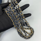 Chanel Small Gabrielle Hobo Bag in Navy Quilted Tweed and Blue Calfskin
