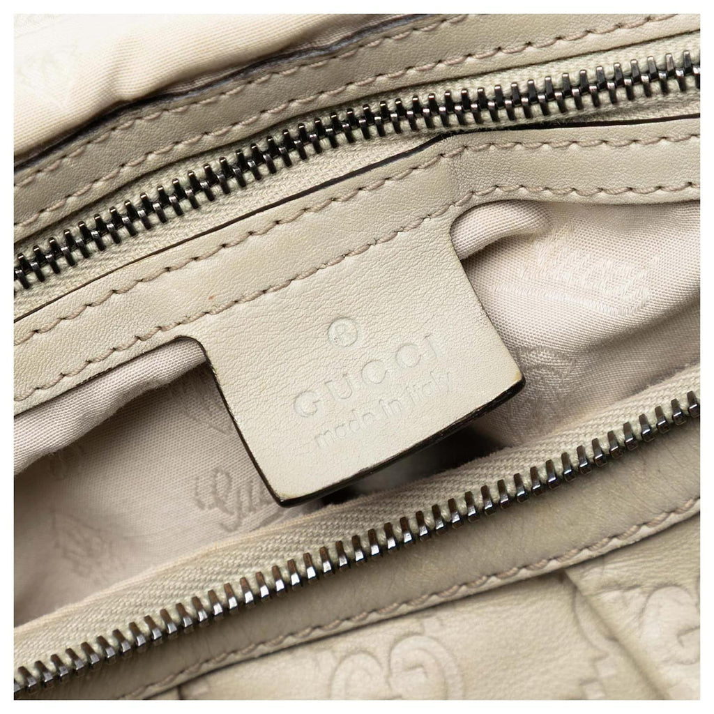 Gucci Guccissima Icon Bit Satchel Off-White Leather Hobo Bag