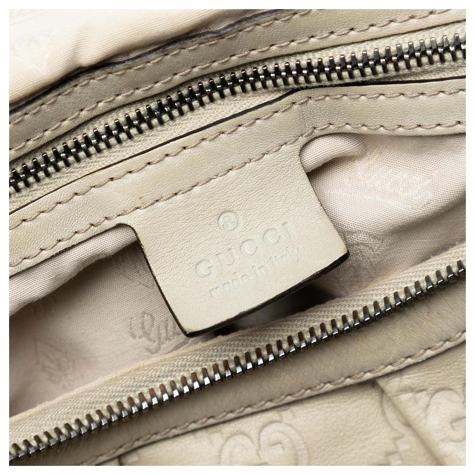 Gucci Guccissima Icon Bit Satchel Off-White Leather Hobo Bag