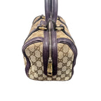 Gucci GG Monogram Canvas Boston Bag with Purple Leather Trim
