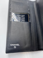 Chanel Classic Quilted Flap Wallet / Medium Wallet in Black Patent Leather with Silver Hardware
