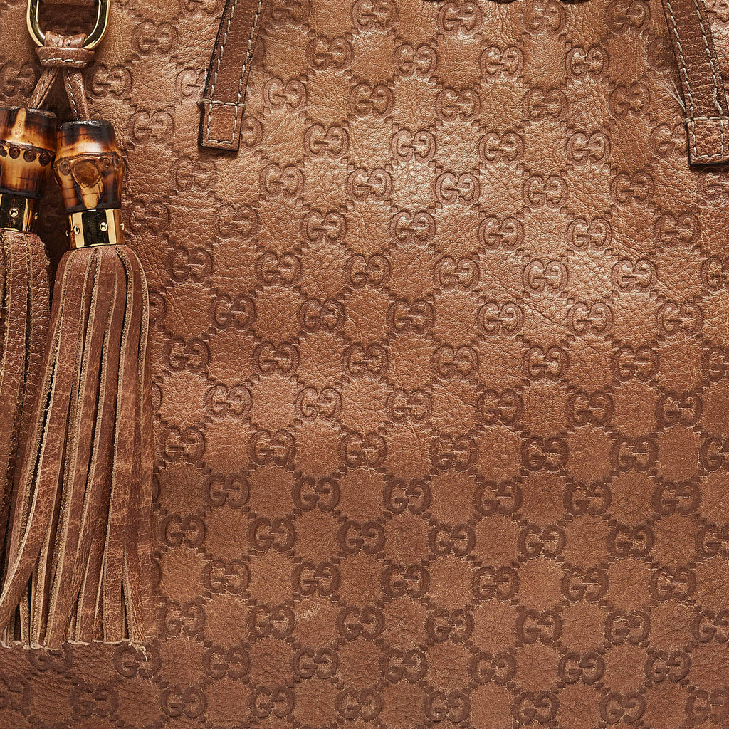 Gucci Bamboo Tassel Tote in Medium Brown Guccissima Leather