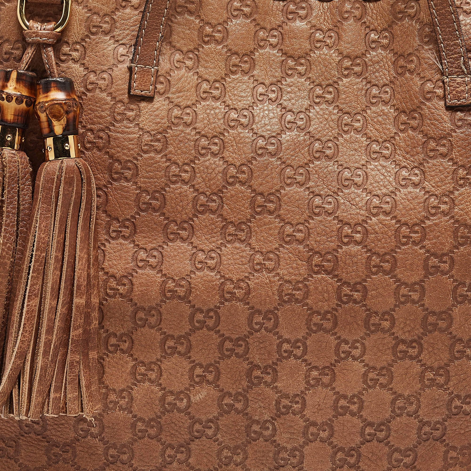 Gucci Bamboo Tassel Tote in Medium Brown Guccissima Leather