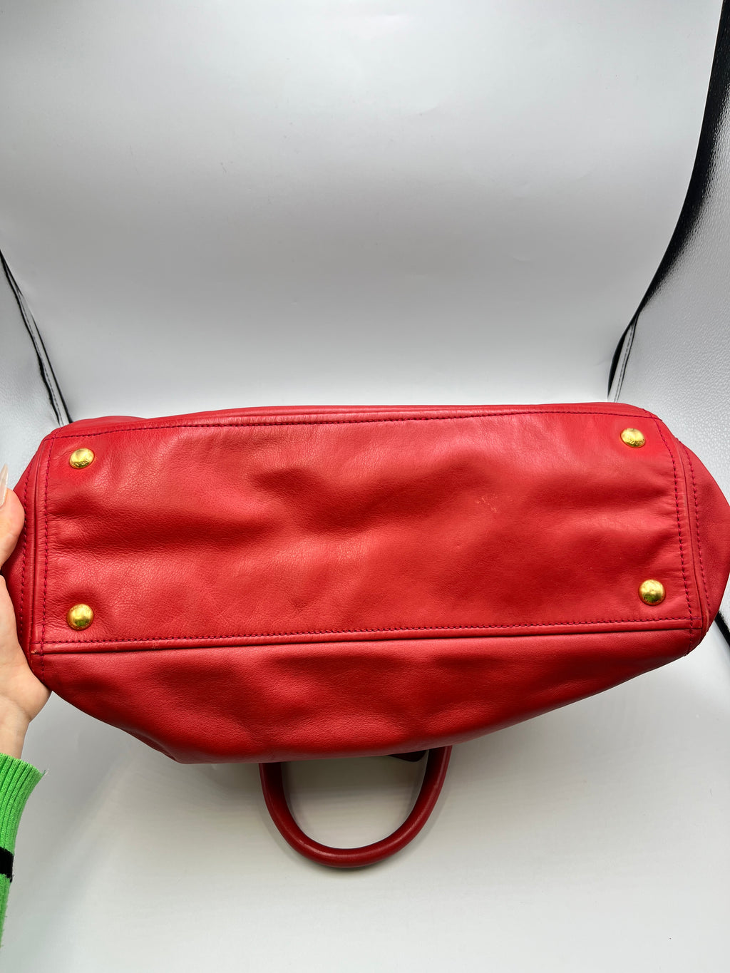 Prada Red Vitello Shine Leather Tote Bag