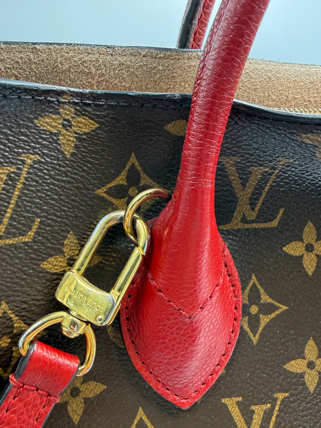 Louis Vuitton Flandrin Bag in Monogram Canvas and Red Calfskin