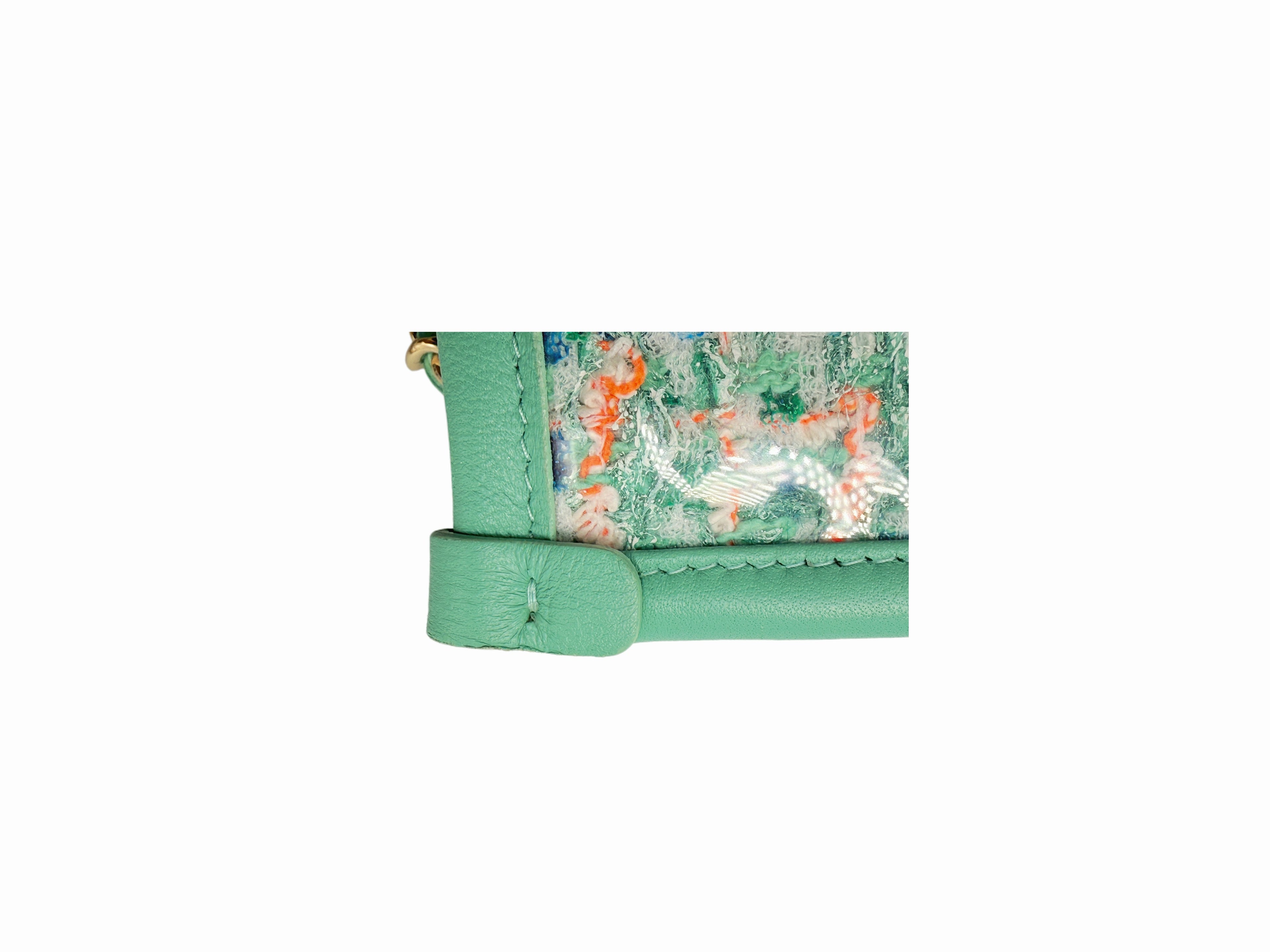 Chanel Green Tweed Clutch Crossbody Bag
