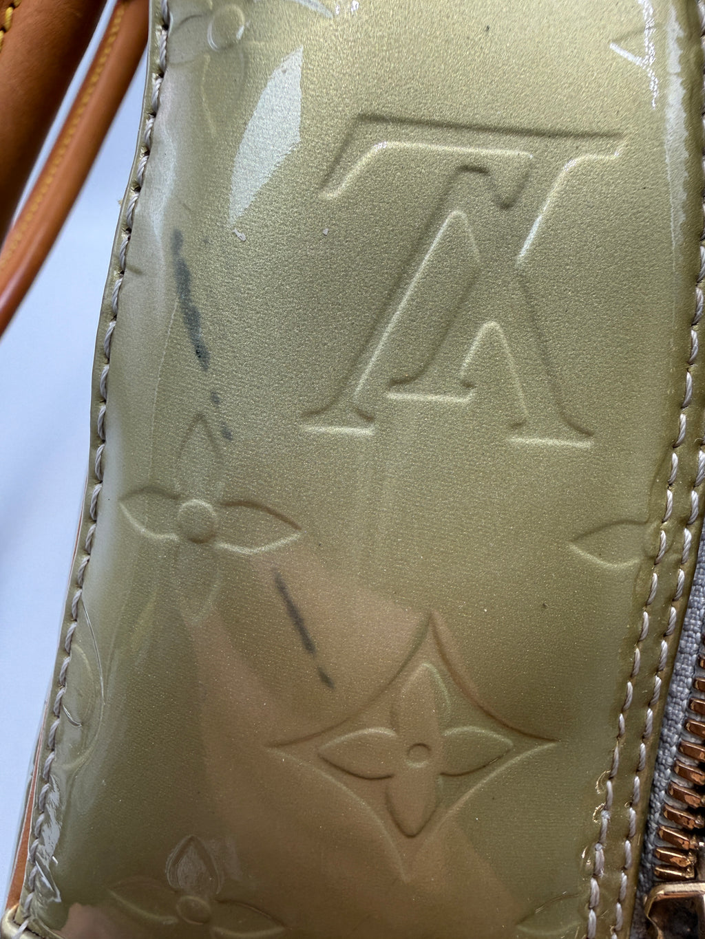 Louis Vuitton Monogram Vernis Soufflot / Tompkins Square Satchel in Bronze