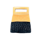 Vintage Celine C Macadam Suede Top Handle Bag – Black & Tan Leather