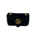 Gucci GG Marmont Small Velvet Shoulder Bag Black with Gold Hardware