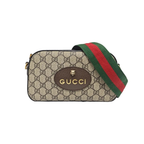 preloved authentic Gucci bag with patterned strap GG canvas supreme and read and green strap with tiger head hardware in excellent 