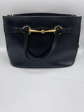 Gucci Horsebit 1955 medium leather tote bag in black with gold-tone horsebit detail