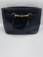 Gucci Horsebit 1955 medium leather tote bag in black with gold-tone horsebit detail