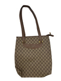 Gucci Vintage GG Supreme Canvas Tote Bag in Beige/Ebony with Brown Leather Trim