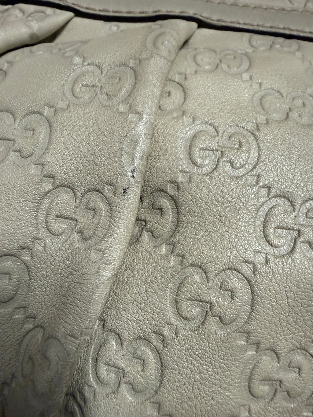 Gucci Guccissima Icon Bit Satchel Off-White Leather Hobo Bag