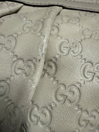 Gucci Guccissima Icon Bit Satchel Off-White Leather Hobo Bag