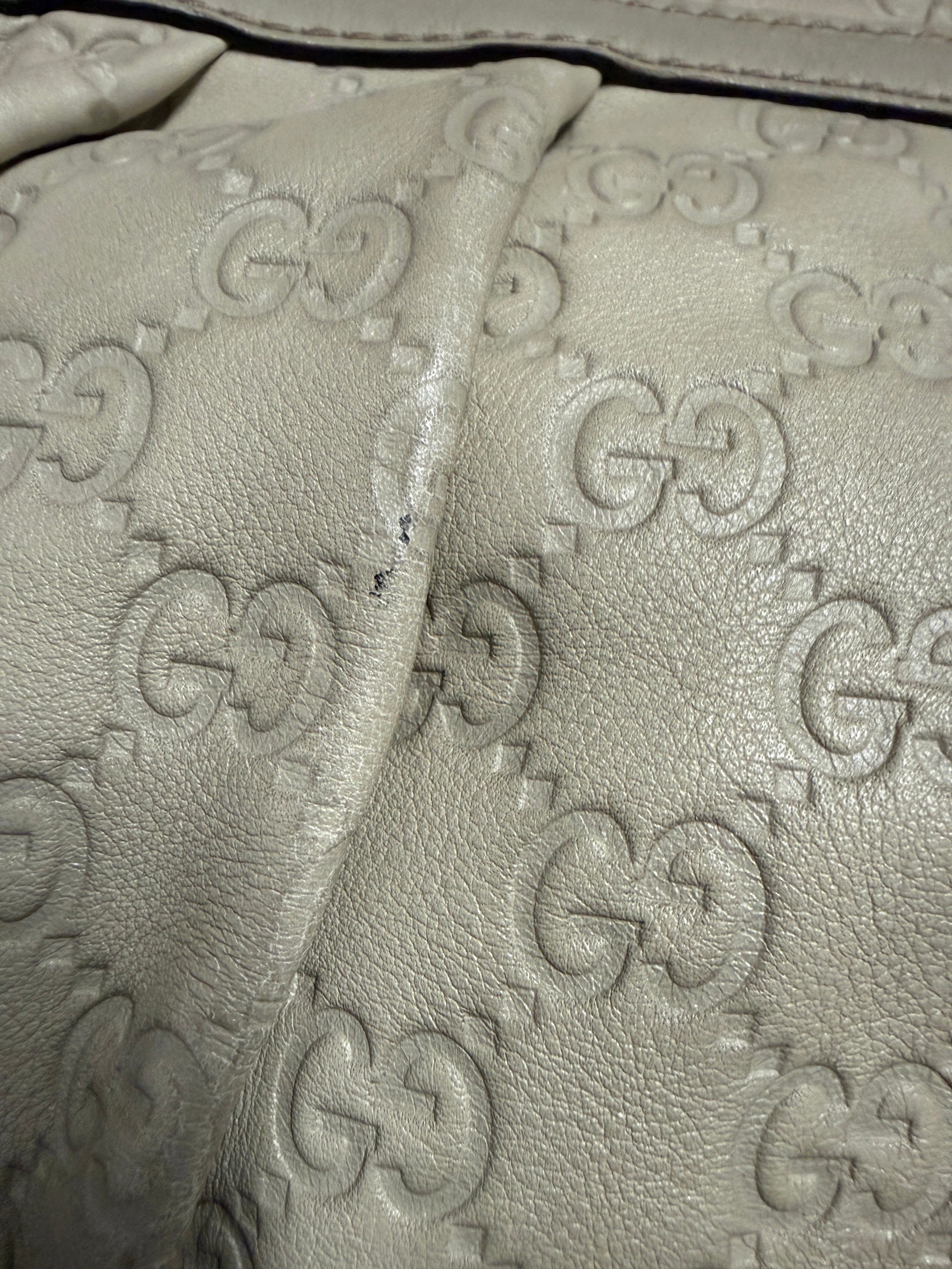 Gucci Guccissima Icon Bit Satchel Off-White Leather Hobo Bag