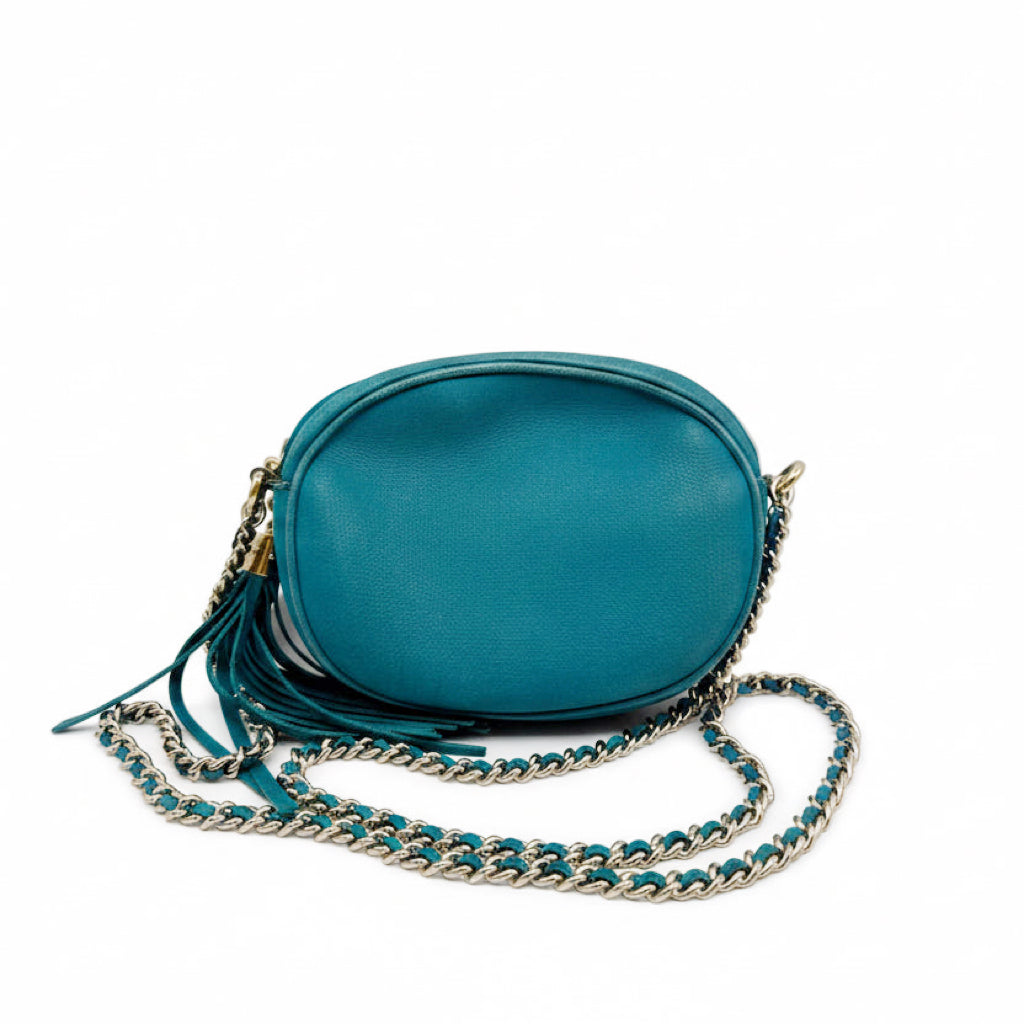 Gucci Soho Disco Bag in Blue Pebbled Suede Leather