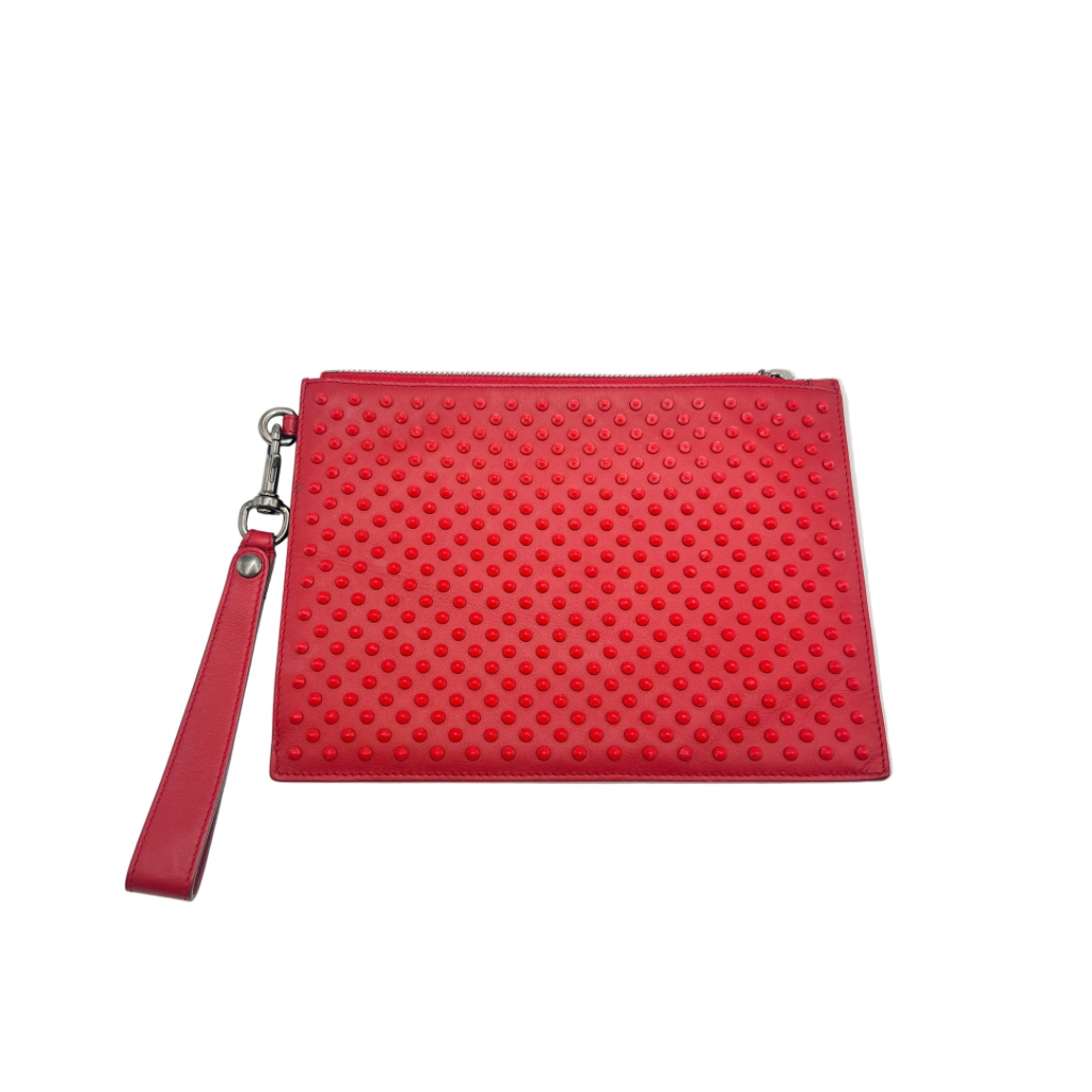 Gucci Red Stud Leather Wristlet/Clutch Bag