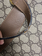 Gucci Vintage GG Supreme Canvas Tote Bag in Beige/Ebony with Brown Leather Trim