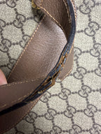Gucci Vintage GG Supreme Canvas Tote Bag in Beige/Ebony with Brown Leather Trim