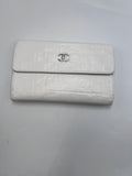 Chanel Icon Embossed White Lambskin Flap Long Wallet