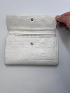 Chanel Icon Embossed White Lambskin Flap Long Wallet