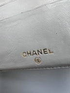 Chanel Icon Embossed White Lambskin Flap Long Wallet