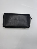 Gucci Logo Plaque Pebbled Leather Zip Around Long Wallet