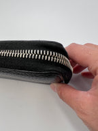 Gucci Logo Plaque Pebbled Leather Zip Around Long Wallet
