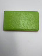Chanel Camellia Embossed Leather Flap Long Wallet Lime Green