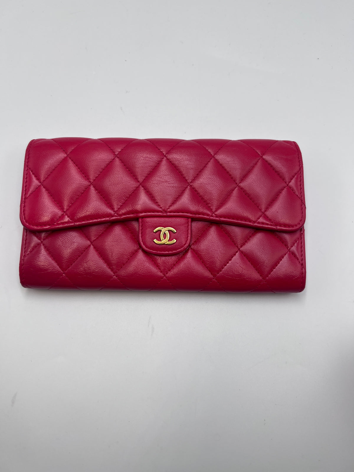Chanel Classic Quilted Lambskin Flap Long Wallet Red