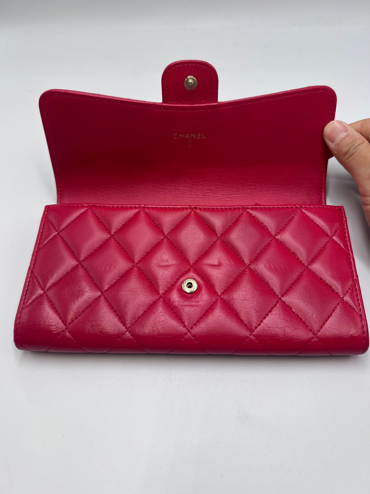Chanel Classic Quilted Lambskin Flap Long Wallet Red