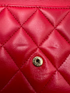 Chanel Classic Quilted Lambskin Flap Long Wallet Red