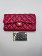 Chanel Classic Quilted Lambskin Flap Long Wallet Red