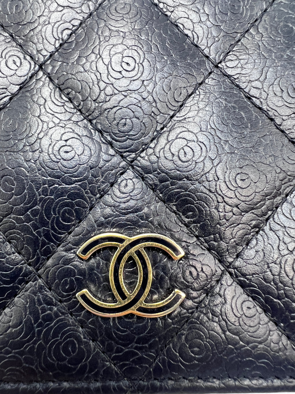 Chanel Camellia Embossed Quilted Leather Flap Long Wallet