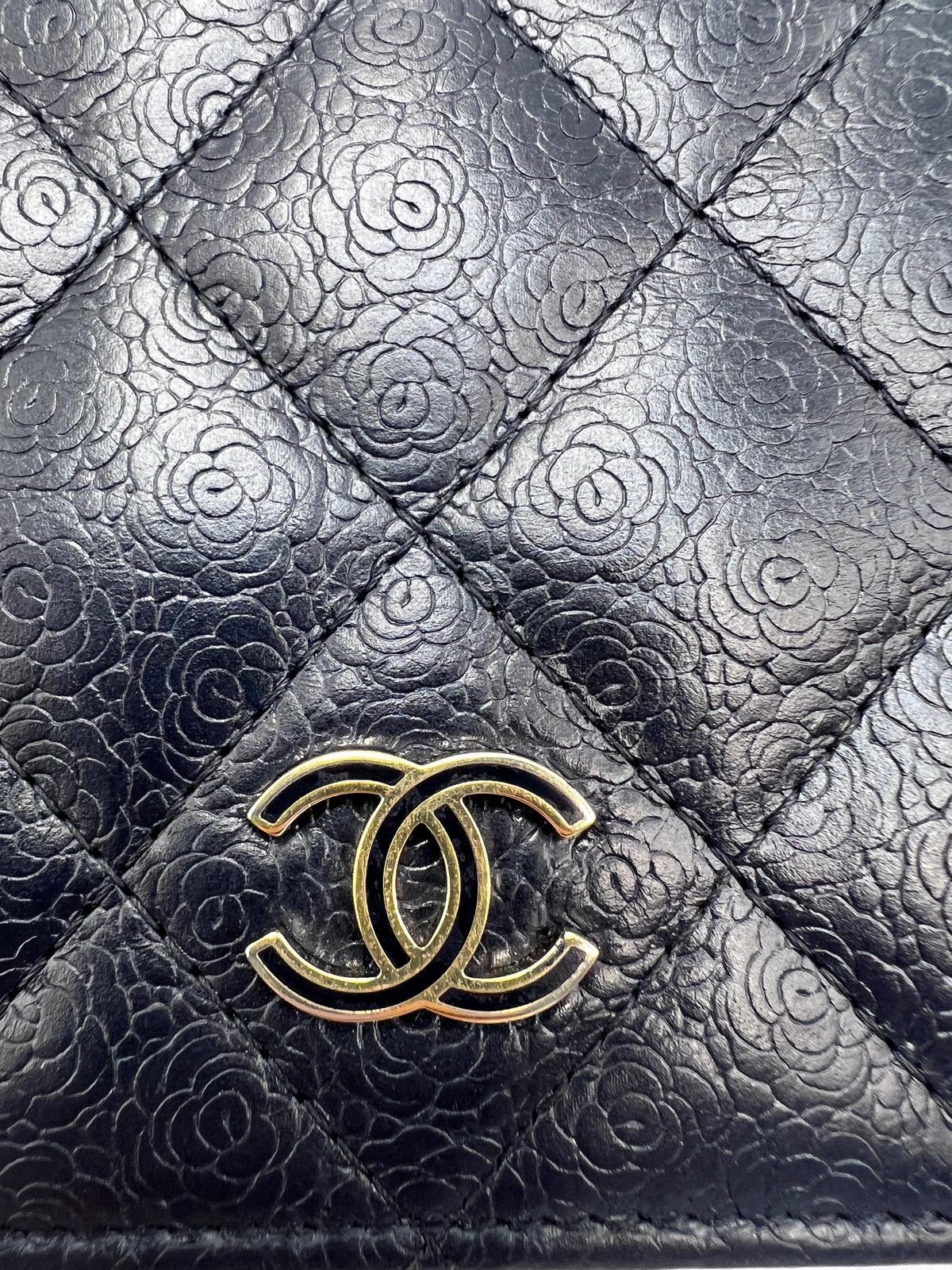Chanel Camellia Embossed Quilted Leather Flap Long Wallet