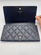 Chanel Camellia Embossed Quilted Leather Flap Long Wallet