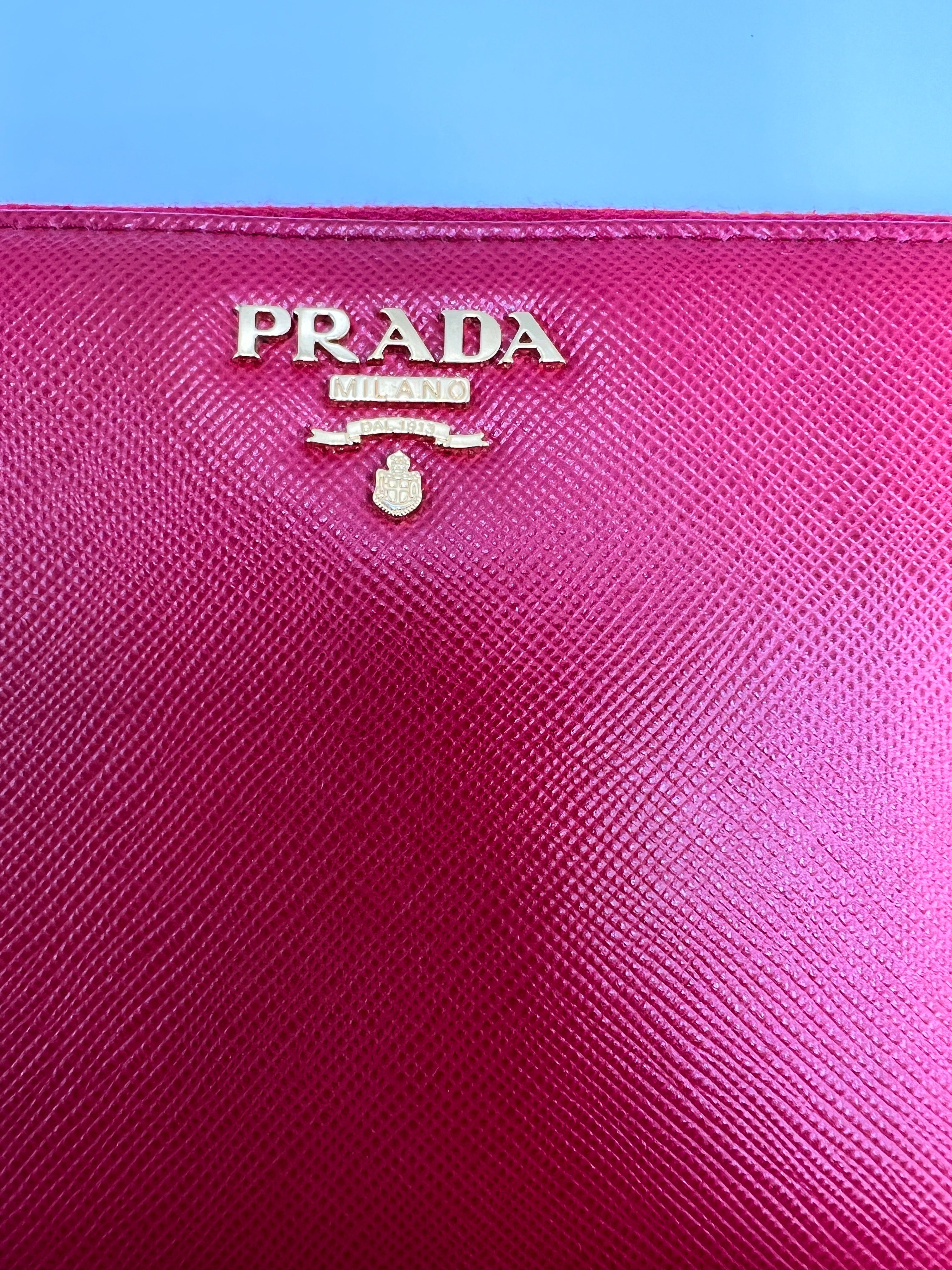 Prada Saffiano Leather Zip Around Wallet