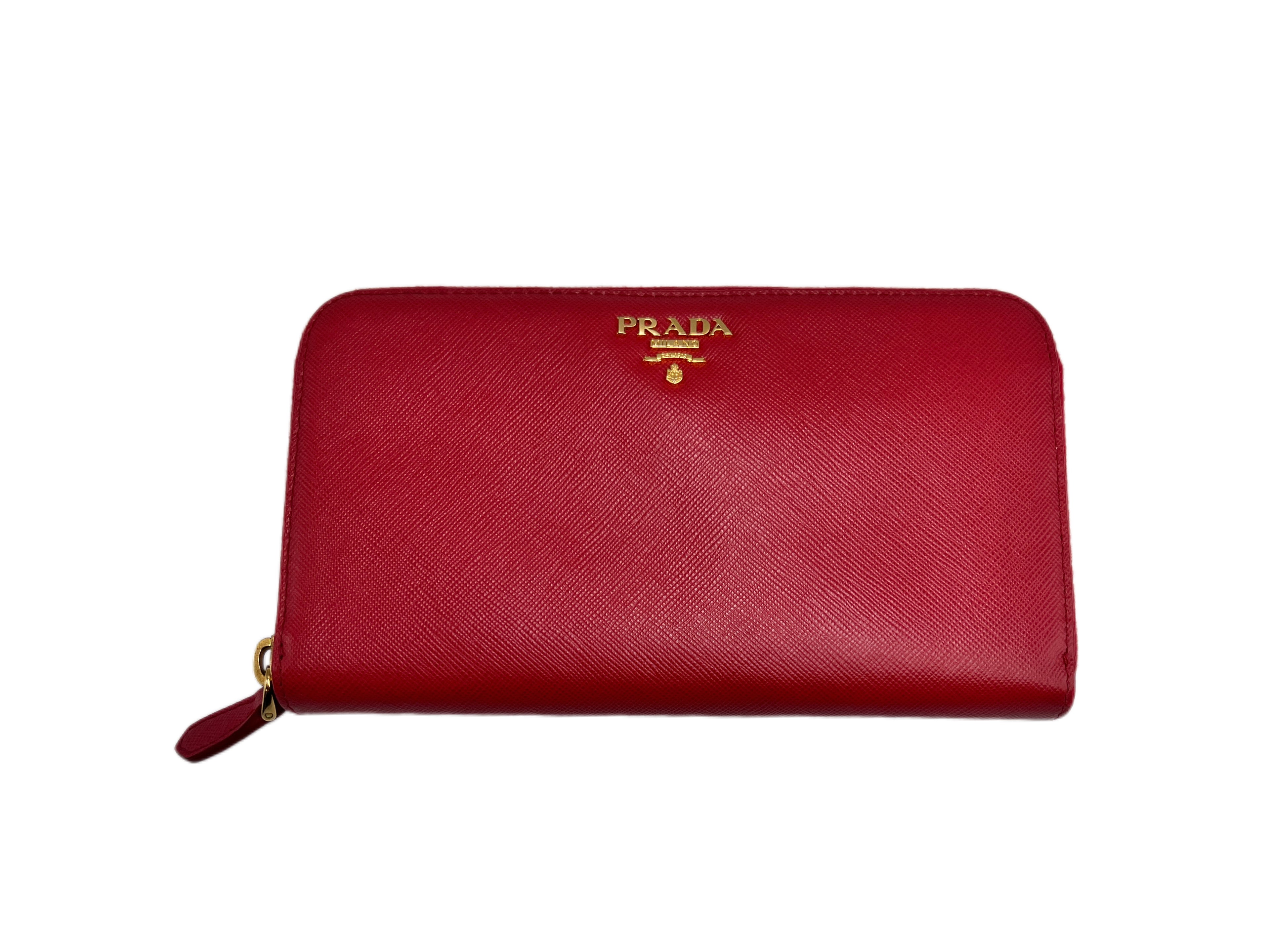 Prada Saffiano Leather Zip Around Wallet