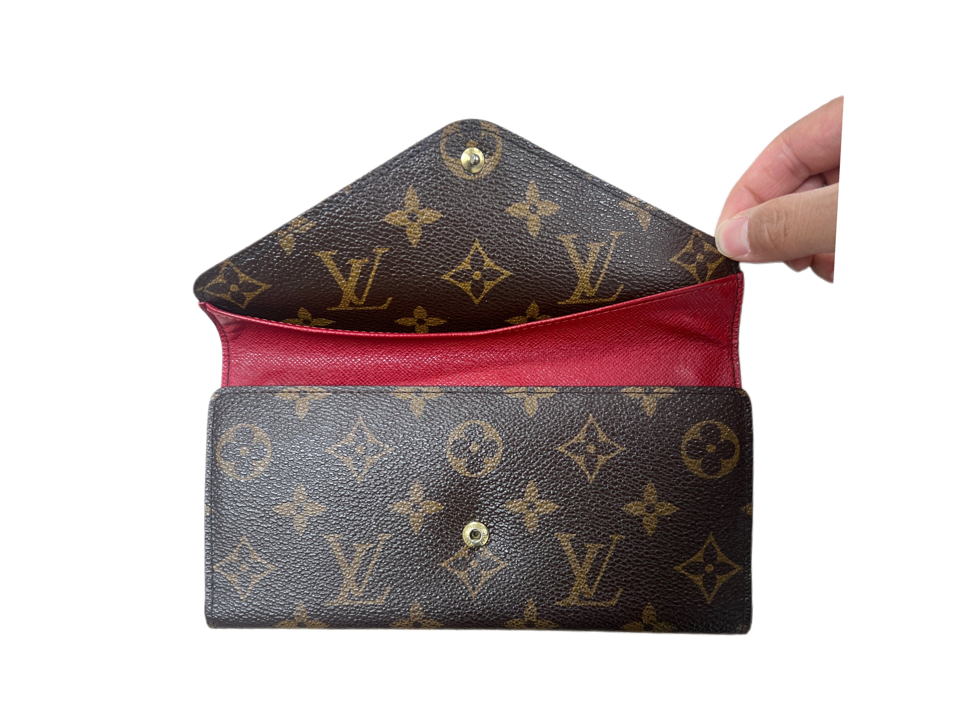 Louis Vuitton Josephine Wallet Monogram Canvas Red Leather