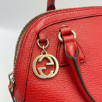 Gucci GG Charm Dome Satchel in Teal Micro guccissima Leather