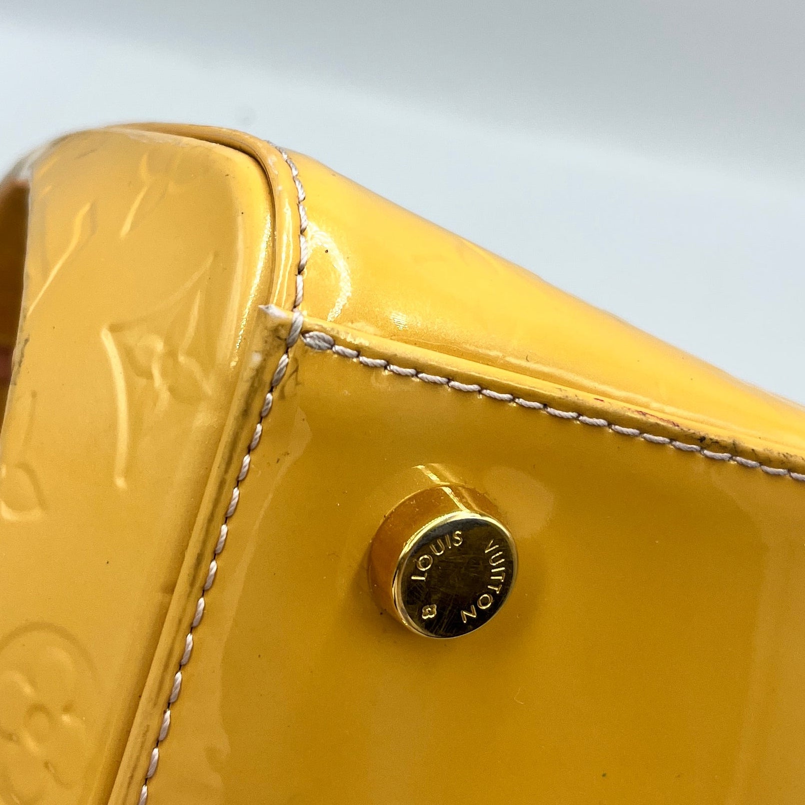 Louis Vuitton Brea MM Monogram Vernis Amarante Yellow