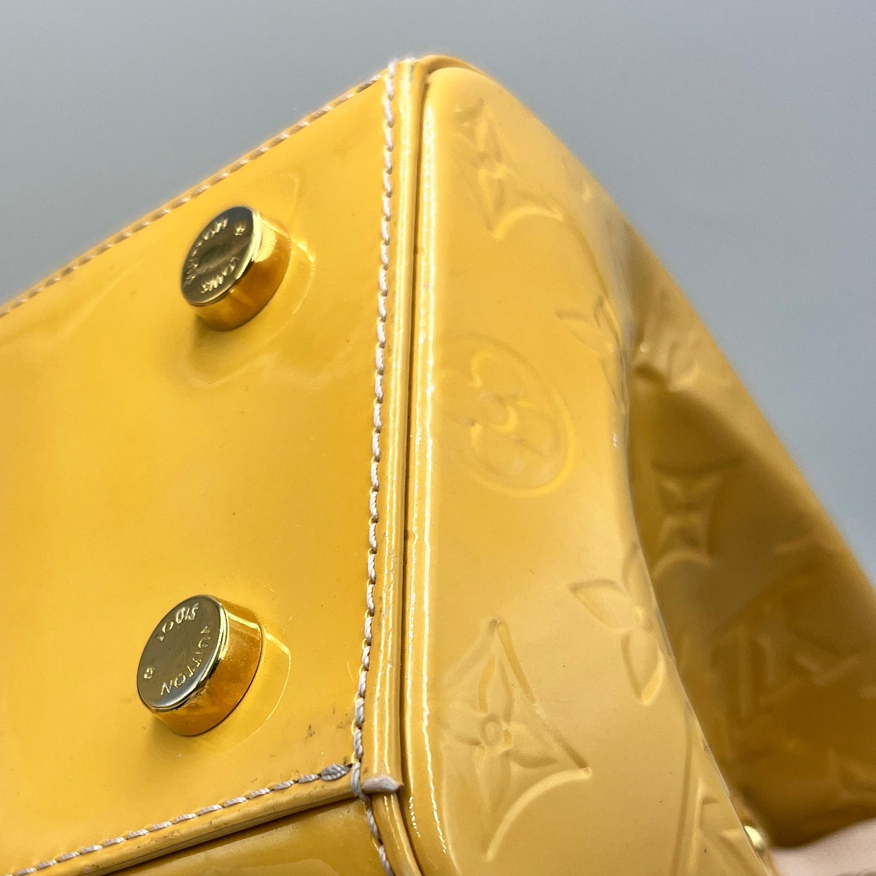 Louis Vuitton Brea MM Monogram Vernis Amarante Yellow