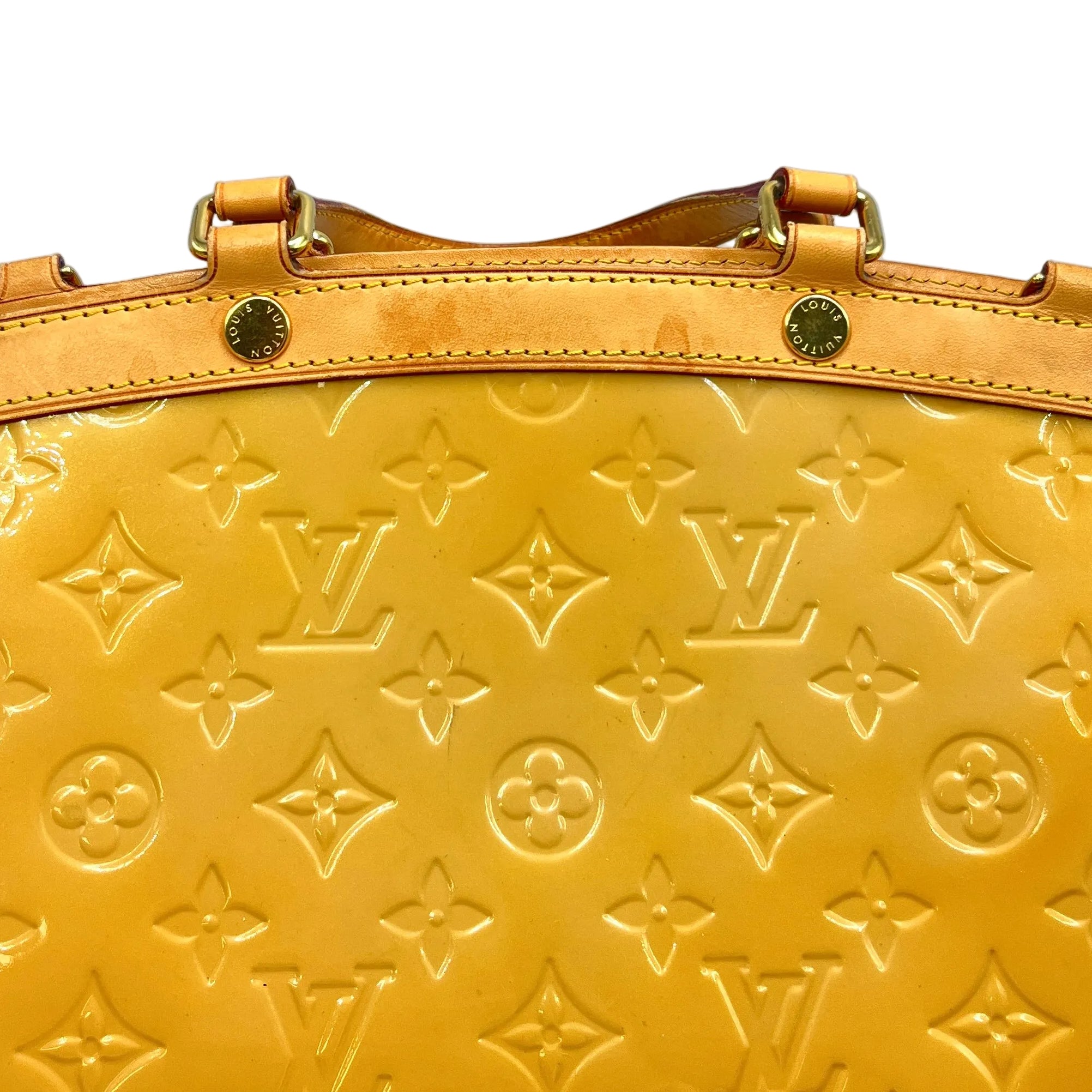 Louis Vuitton Brea MM Monogram Vernis Amarante Yellow