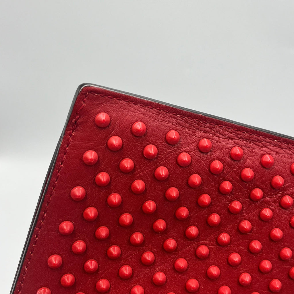 Gucci Red Stud Leather Wristlet/Clutch Bag