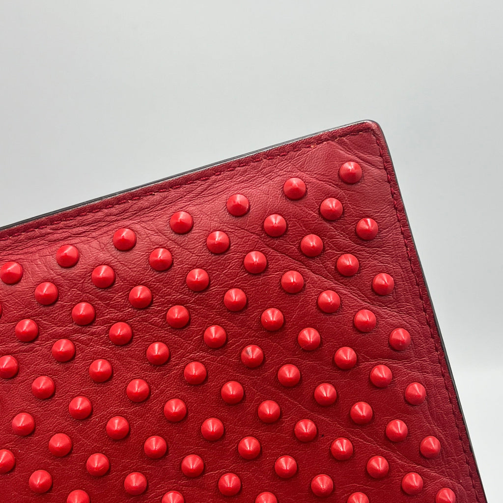 Gucci Red Stud Leather Wristlet/Clutch Bag