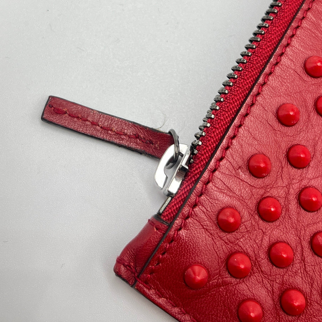 Gucci Red Stud Leather Wristlet/Clutch Bag