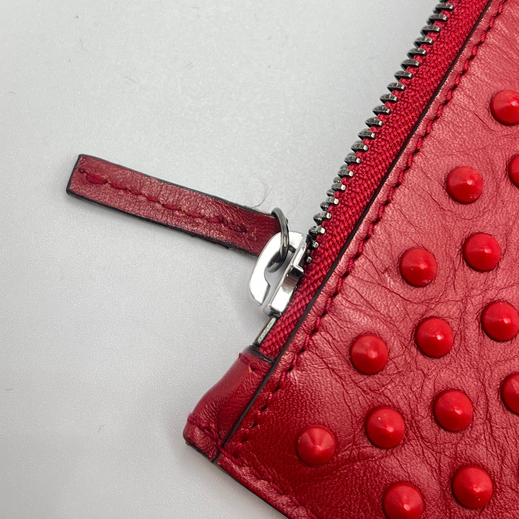 Gucci Red Stud Leather Wristlet/Clutch Bag