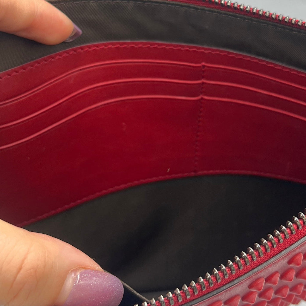 Gucci Red Stud Leather Wristlet/Clutch Bag
